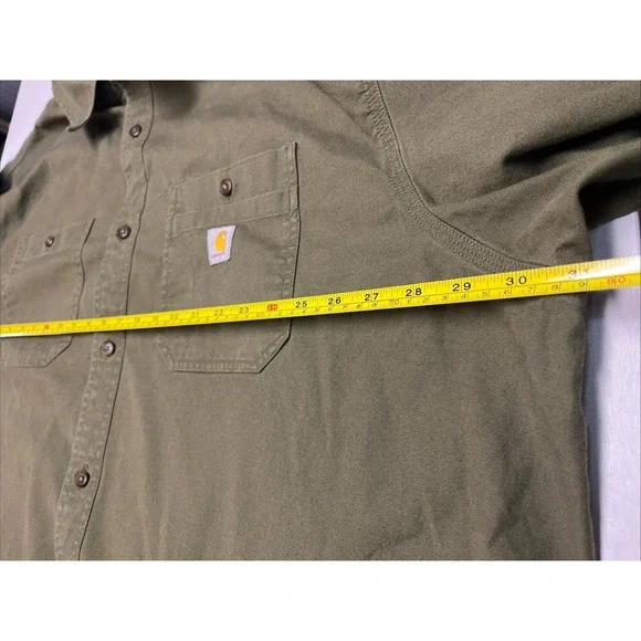 Carhartt Relaxed Fit Button Down Shirt Men's Size 4XL Olive Green - Picture 7 of 8